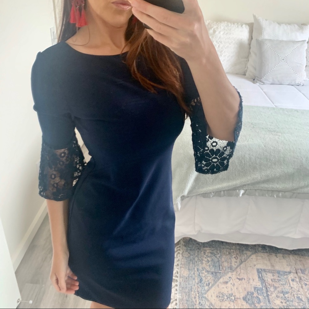 Long Sleeve Navy Dress